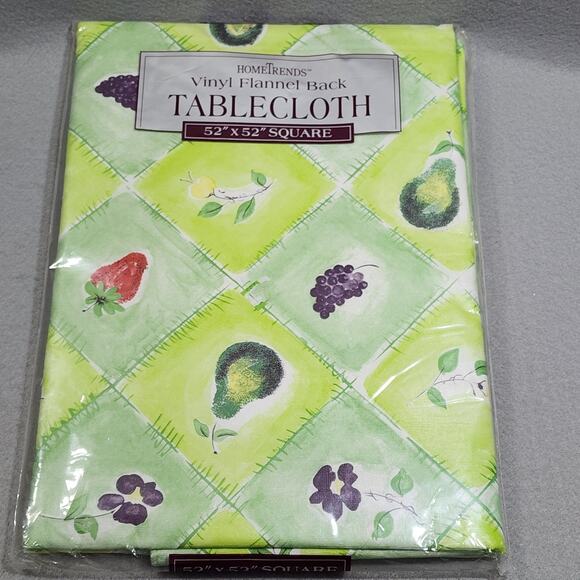 HomeTrends Fruit Tablecloth 52"x52" Square Waterproof Vinyl Flannel Back NIP - Picture 2 of 6